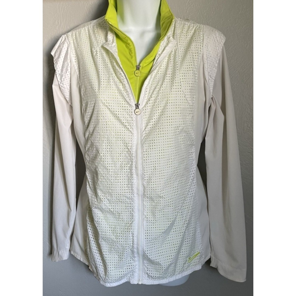Nike Womens Medium Golf Tour Performance Jacket And Mesh Vest Green White